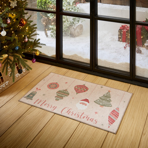 Christmas Baubles Red/Green door mat