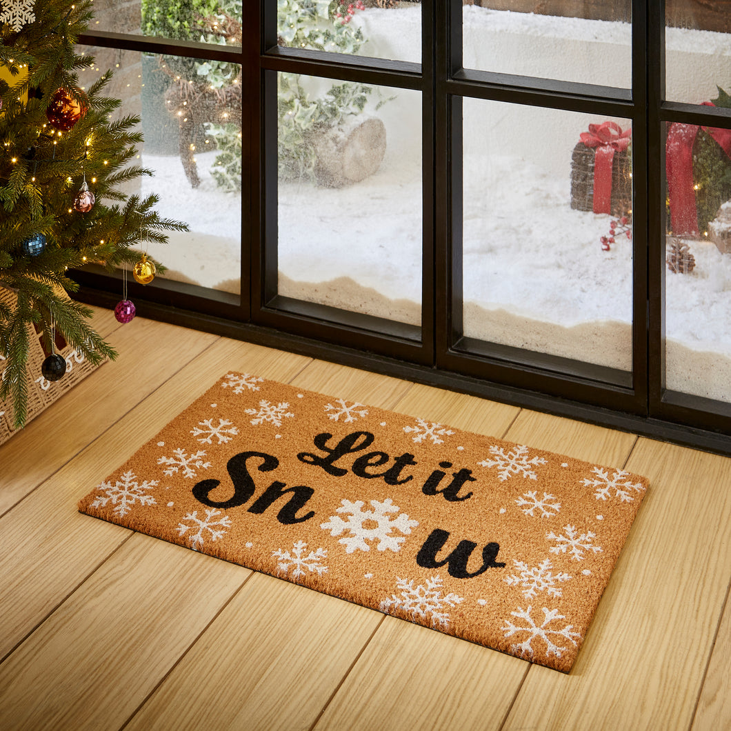 'Let It Snow' Christmas Coir Door Mat