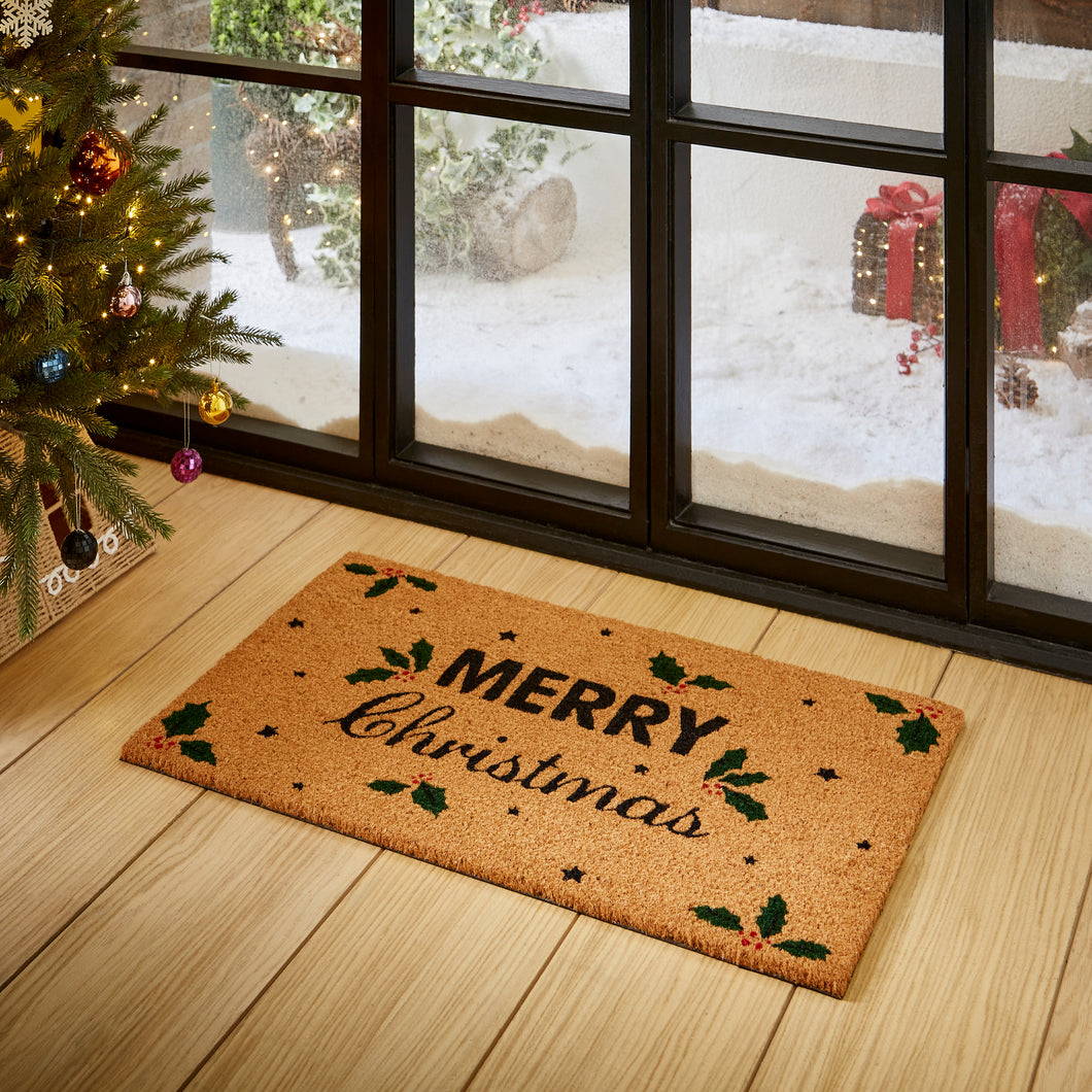 'Merry Christmas' Christmas Coir Door Mat