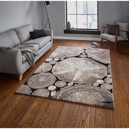 Woodland 6318 Beige/Black Rug - Perfectly Home Interiors